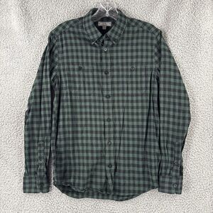 Ash & Erie Shirt Mens Small S Green Plaid Slim Fit Long Sleeve Button Up Casual